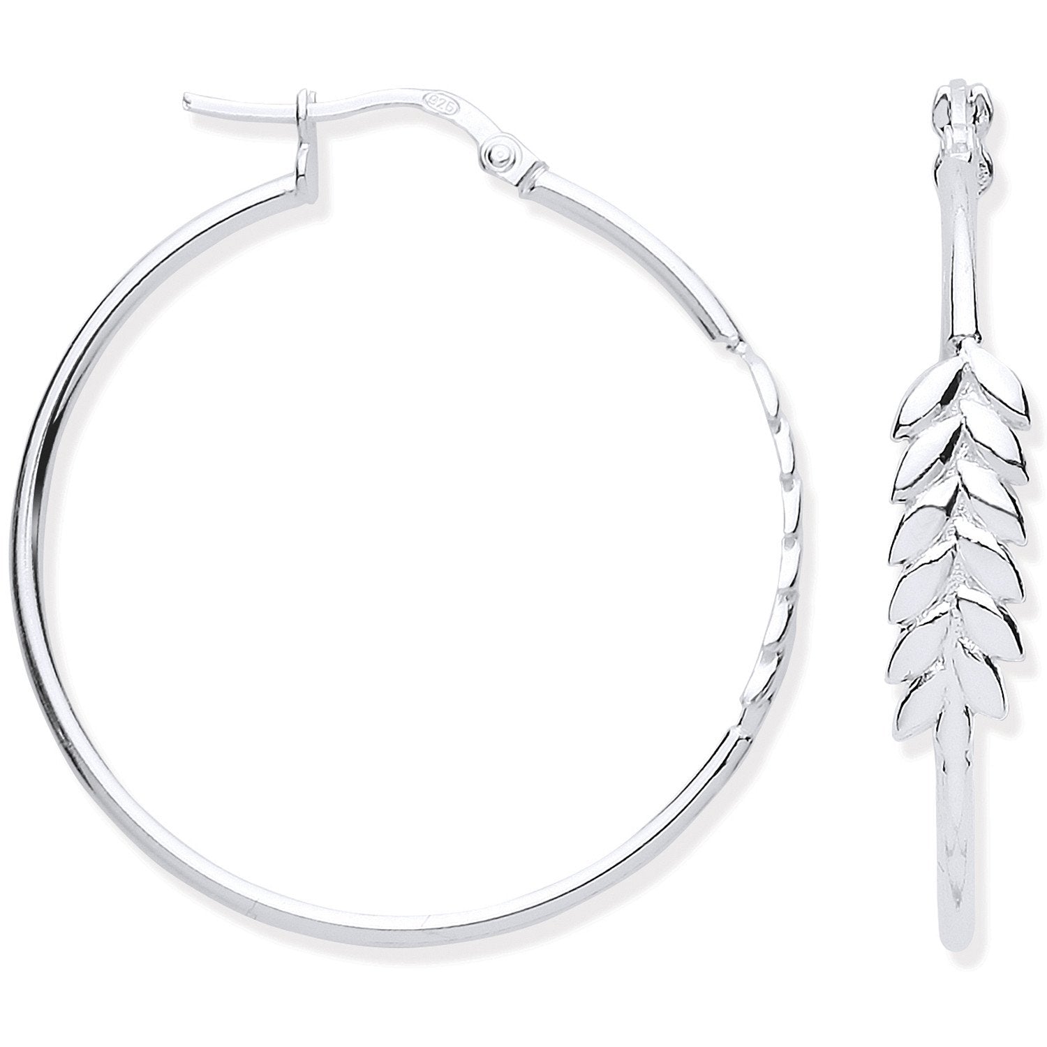 Silver Barley Leaf Hoop Earrings - Fine Ring - Certified Authentic - Swiss Made - UK Stock – Luxury Jewellery by Imper